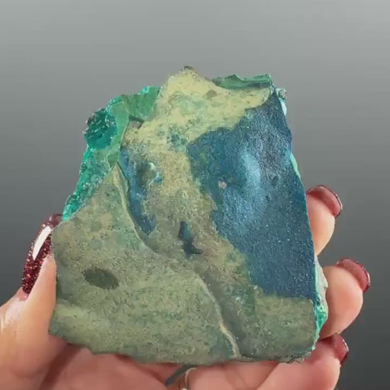 Rare! Blue Cornetite with Malachite Crystal Specimen