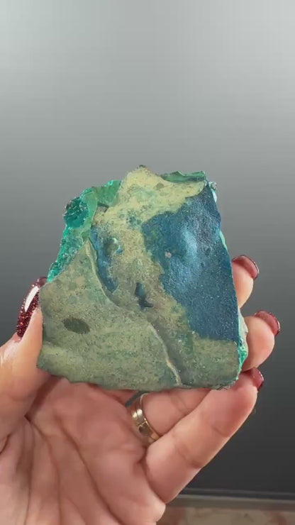 Rare! Blue Cornetite with Malachite Crystal Specimen