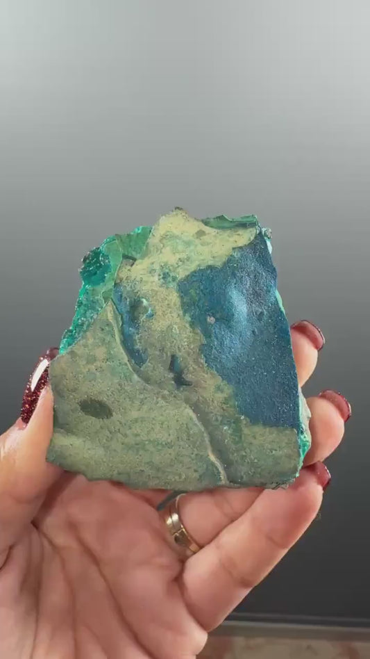 Rare! Blue Cornetite with Malachite Crystal Specimen