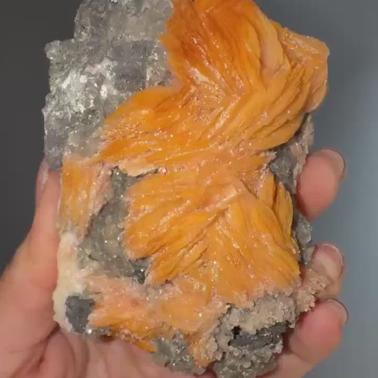 Bladed Vivid  Barite with Metallic Galena and Cerrussite  Crystal Specimen