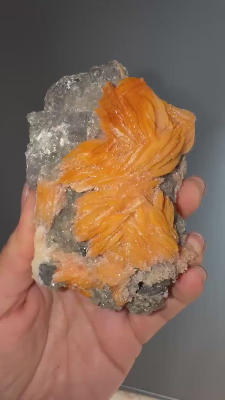 Bladed Vivid  Barite with Metallic Galena and Cerrussite  Crystal Specimen