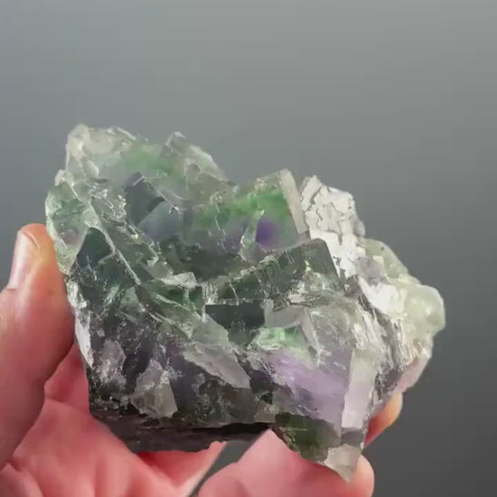 Gemmy Green & Purple Fluorite Crystal from Xiang Hua Ling, China