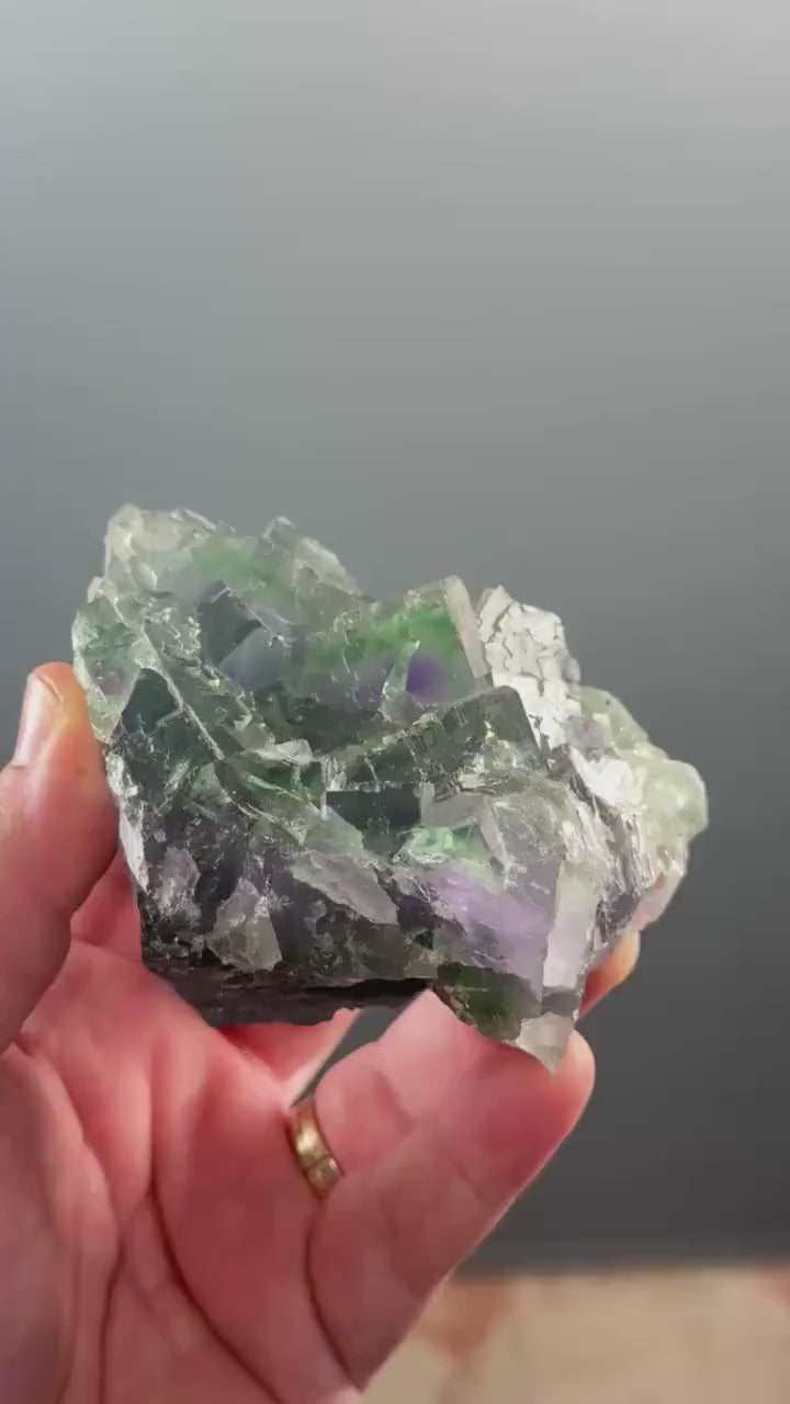 Gemmy Green & Purple Fluorite Crystal from Xiang Hua Ling, China