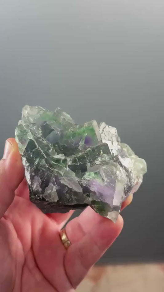Gemmy Green & Purple Fluorite Crystal from Xiang Hua Ling, China