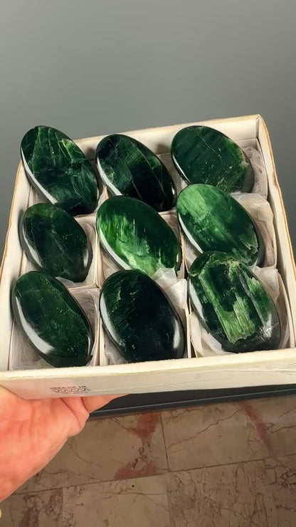 Green Kyanite Crystal Palm Stone