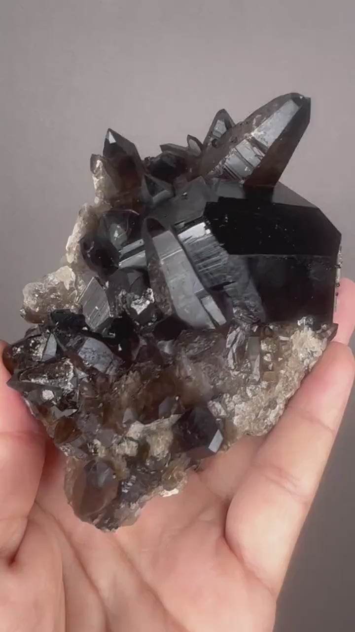 Feel the High Vibration! Black Tourmaline Crystal  With Smokey Quartz Crystal Specimen