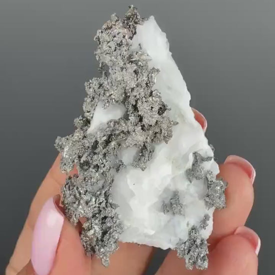 Arborescent Silver with White Calcite Specimen