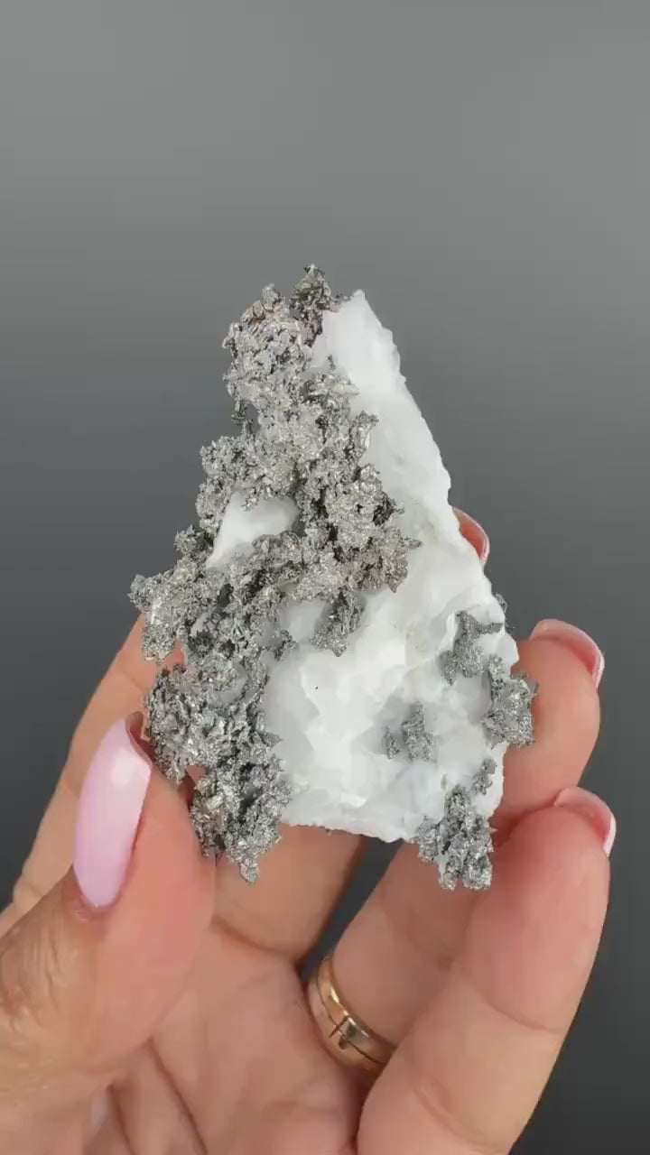 Arborescent Silver with White Calcite Specimen