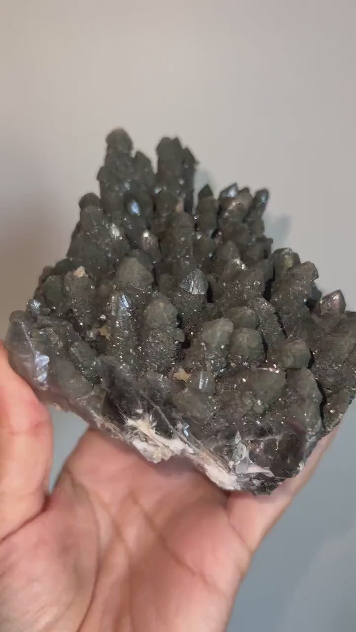 Amazing Piece with Shiny Crystal Formations! Green Prase Quartz Crystal Specimen from Inner, Mongolia