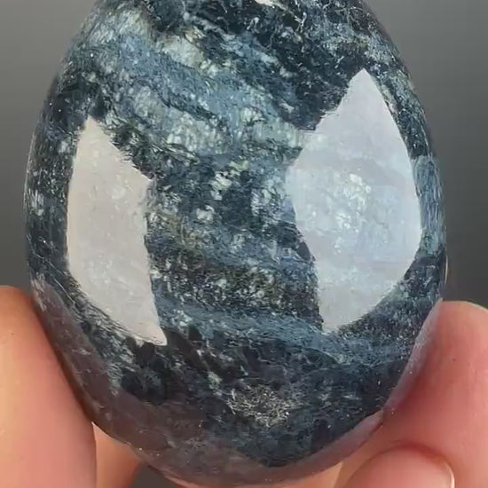 Calming and Patience! Deep Blue Chatoyant Color Rhodusite Mineral Egg Shape  Rhoducite Crystal, Magnesio-riebeckite