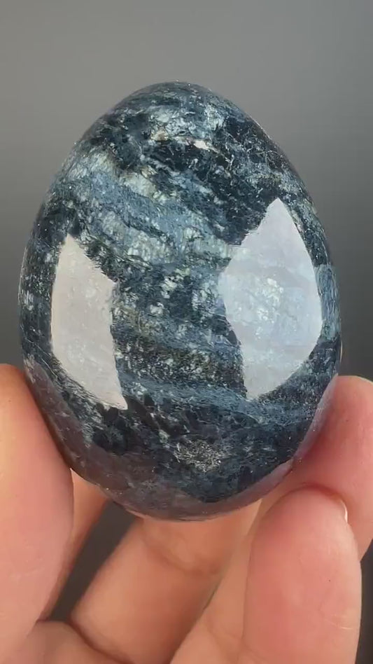 Calming and Patience! Deep Blue Chatoyant Color Rhodusite Mineral Egg Shape  Rhoducite Crystal, Magnesio-riebeckite