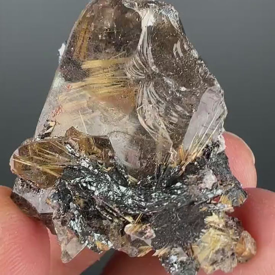 Golden Rutile Crystal with Hematite Specimen