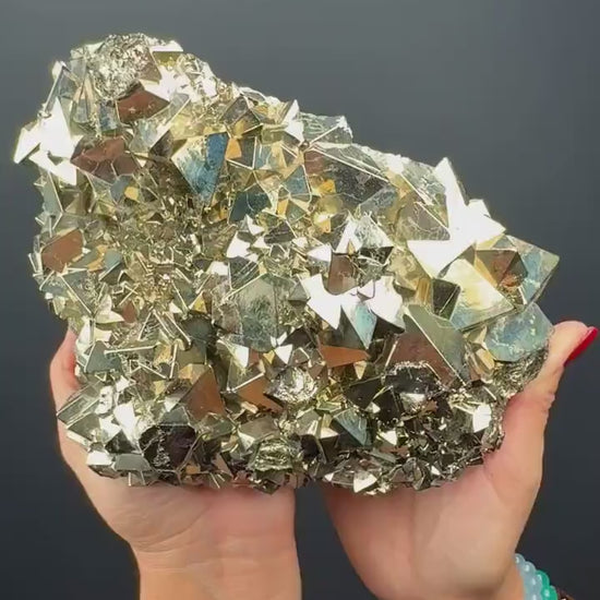 Huge ! Lustrous Hexagonal Pyrite Crystal  from Peru