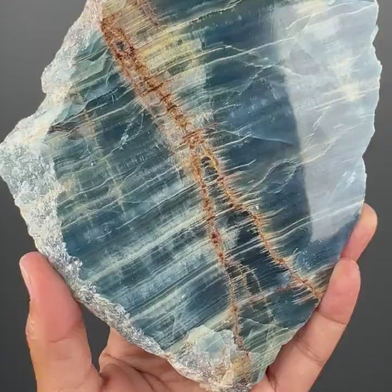 Amazing Blue Color! Aquatine Lemurian Calcite Slab