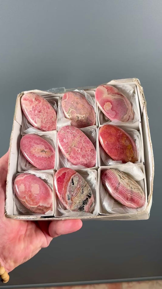 Pink Rhodochrosite Crystal Palm Stone Lot