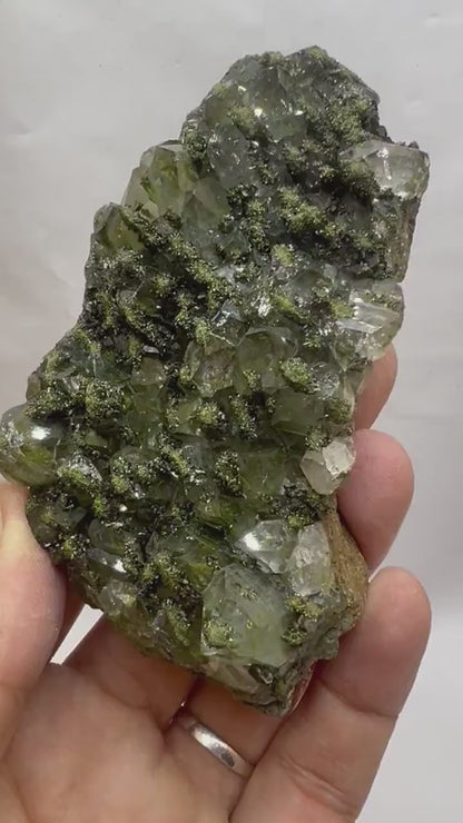 Quartz with Epidote Crystal Specimen, Epidote Quartz