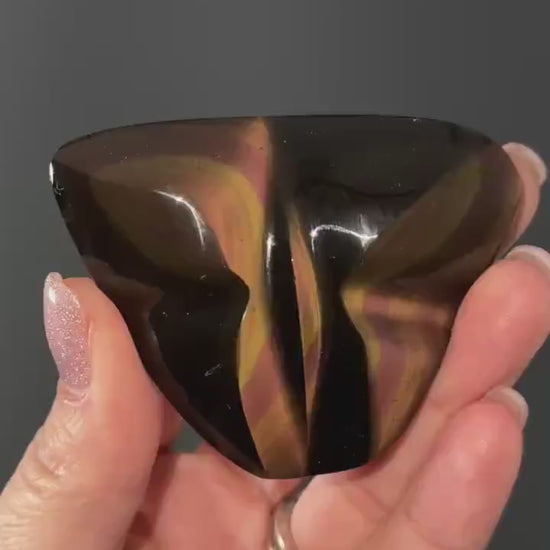 Handcarved Rainbow  Obsidian, Butterfly Shaped