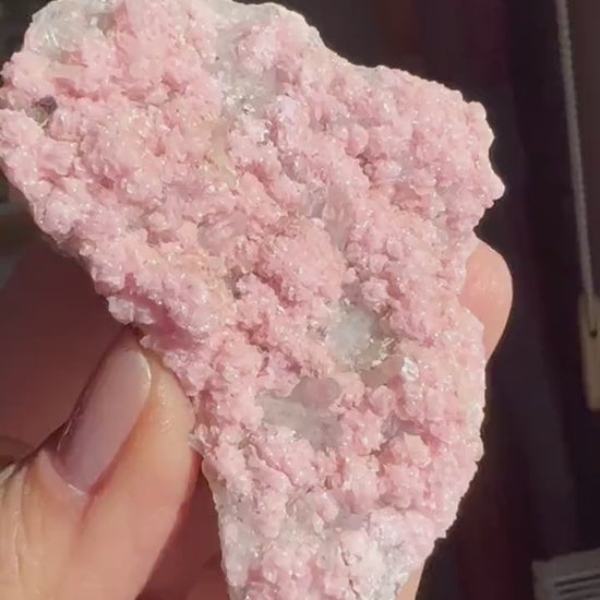 Old Stock! Pink Rhodochrosite with Quartz Mineral Specimen