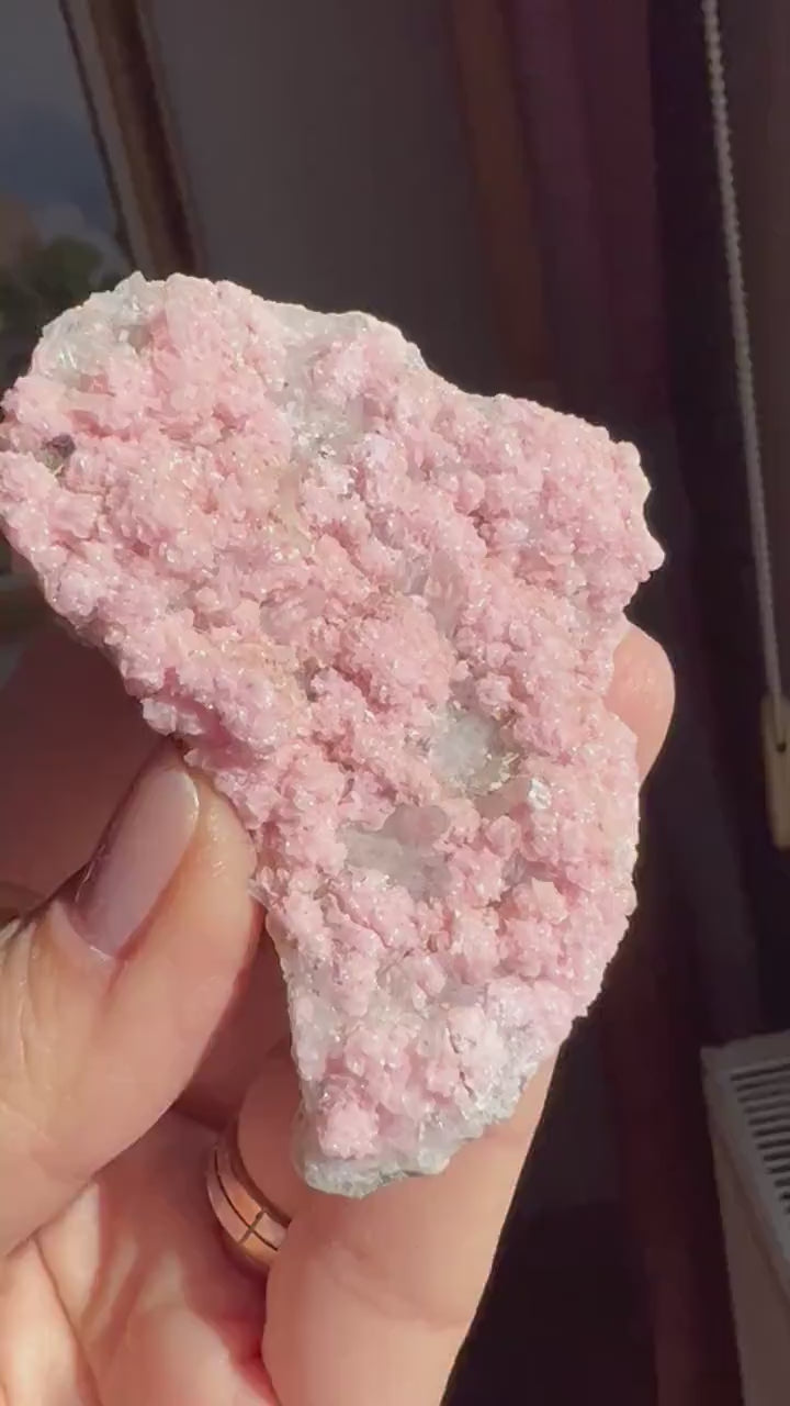 Old Stock! Pink Rhodochrosite with Quartz Mineral Specimen