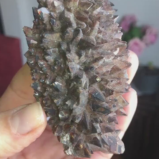 Reddish Brown  Hematoid Dog Tooth Calcite Crystal Cluster from Mexico , Reddish Brown Calcite Mineral Specimen