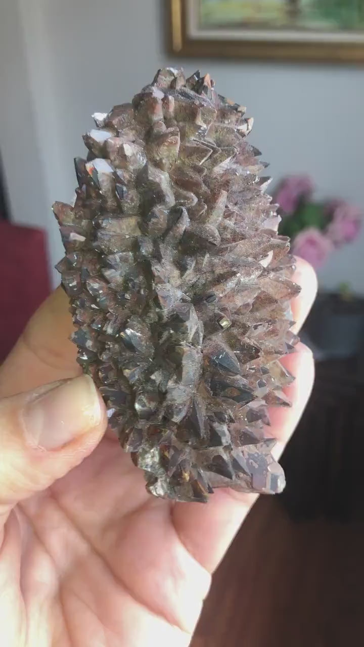 Reddish Brown  Hematoid Dog Tooth Calcite Crystal Cluster from Mexico , Reddish Brown Calcite Mineral Specimen