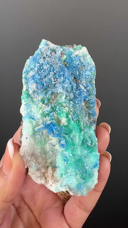 Druzy  Blue Shattuckite with Quartz Crystal Specimen