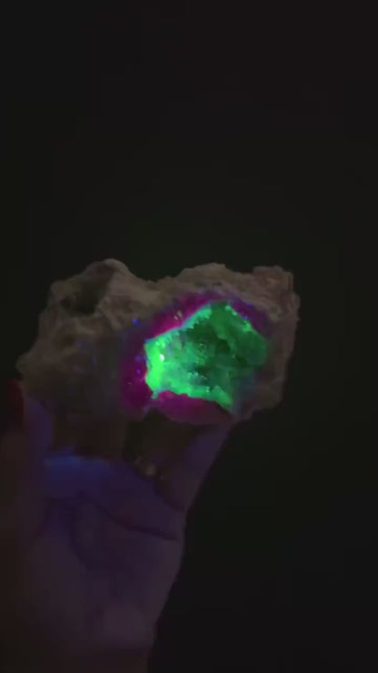 New find! UV Reactive Cosmic Amethyst  with Chalcedony Geode