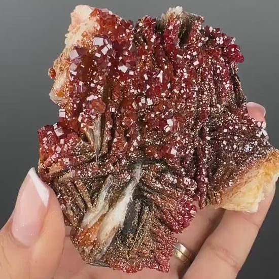 Fresh Arrival!Black Barite With Red Vanadinite Crystal Specimen From Morocco