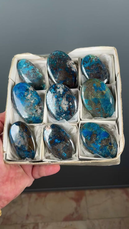 Blue Shattuckite with Cuprite Palm Stone Lot