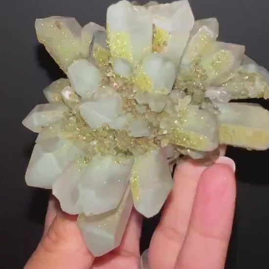 Epic! Crystal Quartz Flowers with Glittery Chlorite Crystals  Specimen From Turkey