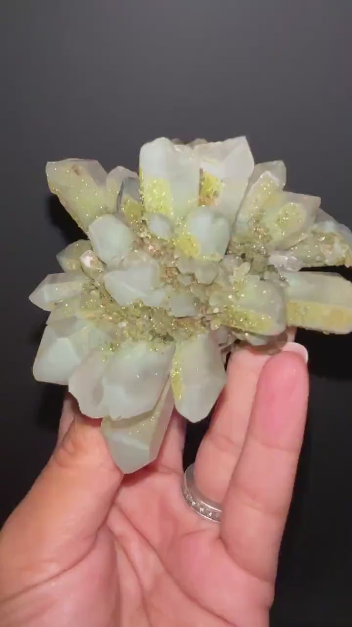 Epic! Crystal Quartz Flowers with Glittery Chlorite Crystals  Specimen From Turkey