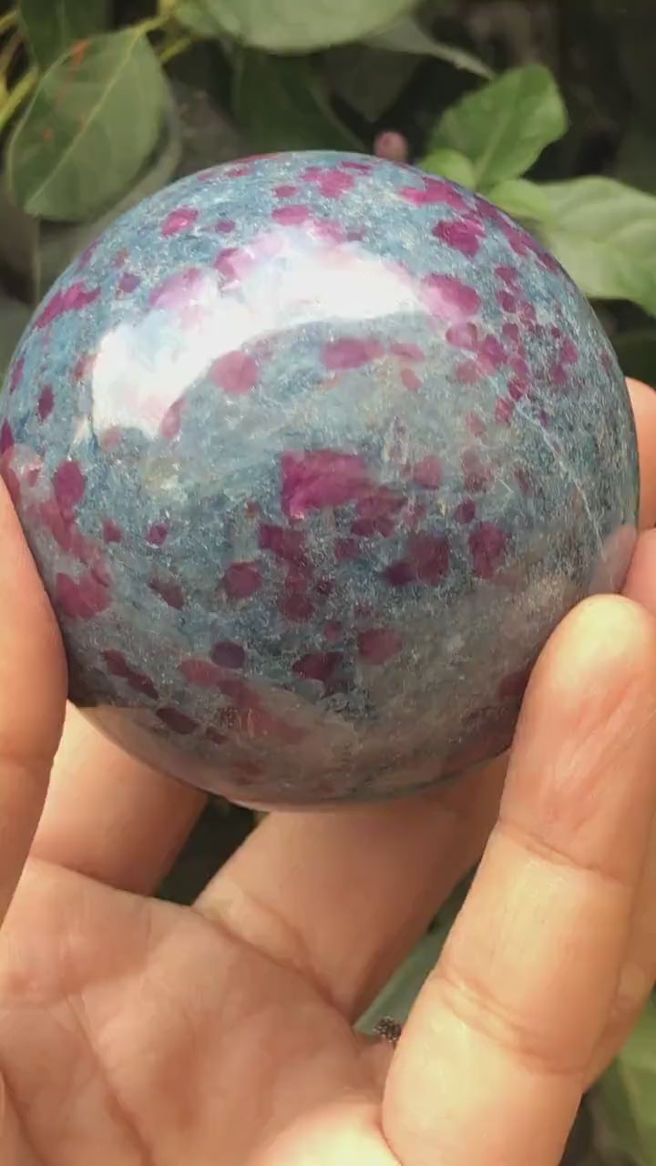 Amazing! Ruby Kyanite Crystal Sphere, Ruby Kyanite Ball,64 MM