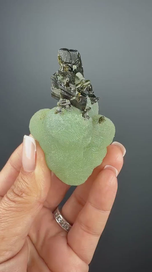 Grape Green Prehnite with Dark Green Epidote Specimen