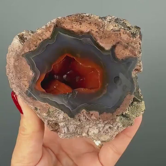 UV Reactive! Red Crater Agate, Red Crater( Red Fox) Agate Specimen