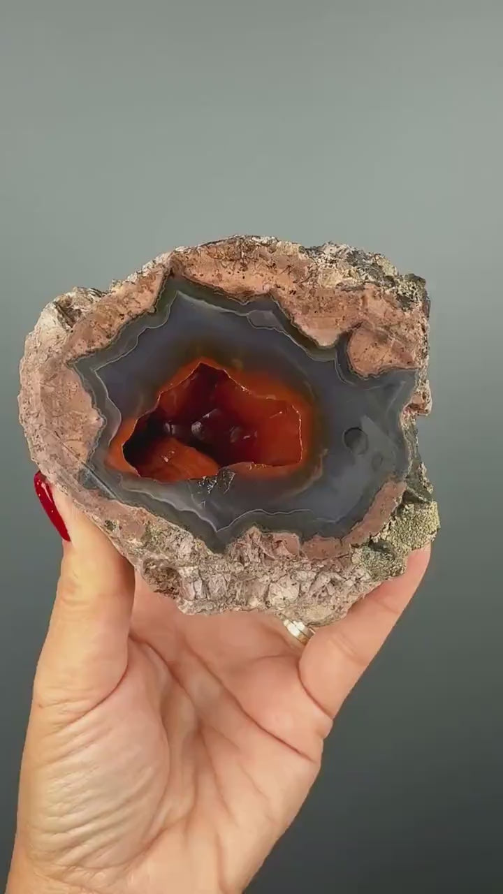 UV Reactive! Red Crater Agate, Red Crater( Red Fox) Agate Specimen