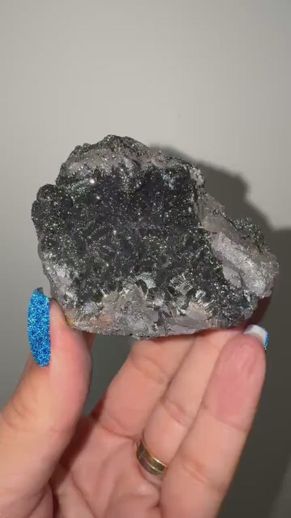 Rare Silky Black Galaxy Hematite Specimen, Morocco Origin