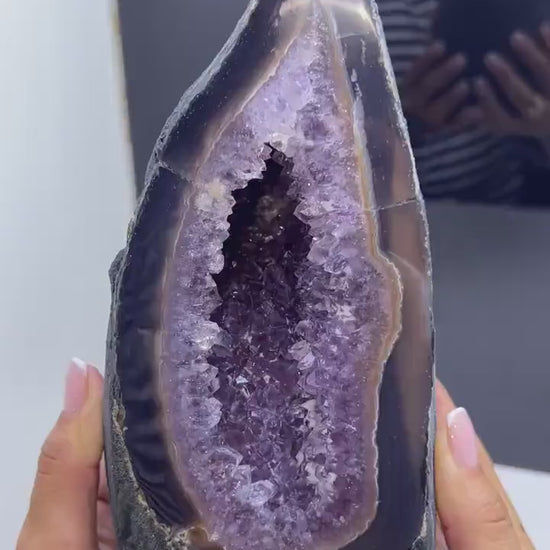 Purple Amethyst Geode Mineral Specimen, Self-Standing Amethyst Geode