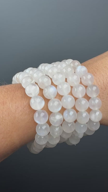 8 MM Moonstone Bracelets (5 Pieces)