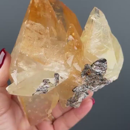 Golden Calcite Crystal with Sphalerite from