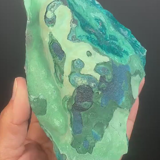 Rare!Blue Cornetite with Malachite Crystal from Congo