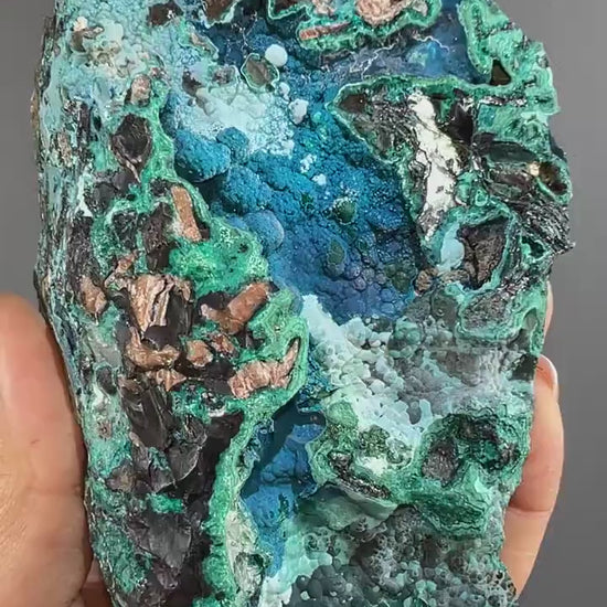 Amazing Combo! Chrysocolla, Malachite and Shattuckite  Crystal Specimen