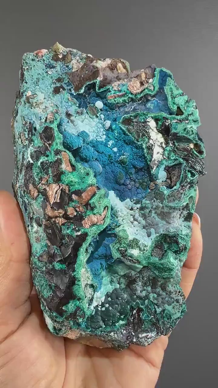 Amazing Combo! Chrysocolla, Malachite and Shattuckite  Crystal Specimen