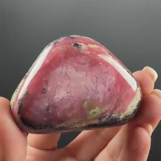 Strawberry Opal Thumb Stone, Dendritic Opal Pink Crystal from Peru
