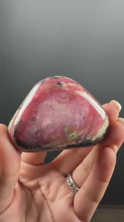 Strawberry Opal Thumb Stone, Dendritic Opal Pink Crystal from Peru