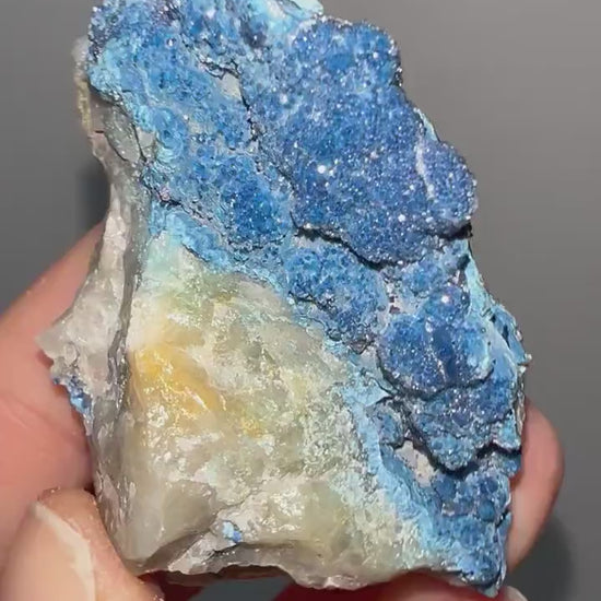 Druzy  Blue Shattuckite with Quartz Crystal Specimen