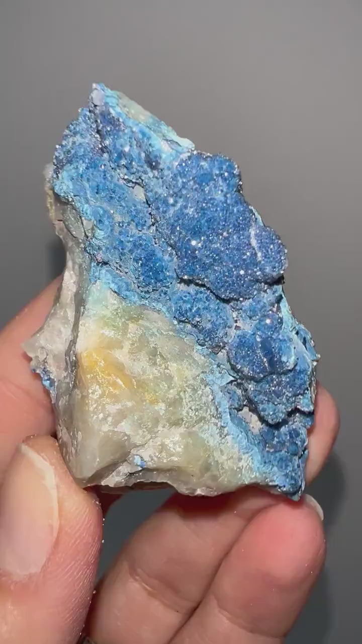 Druzy  Blue Shattuckite with Quartz Crystal Specimen