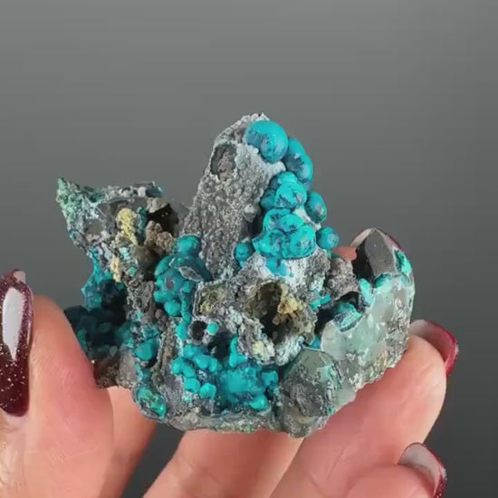 New! Pseudomorp Blue Chrysocolla on Quartz Specimen from Peru
