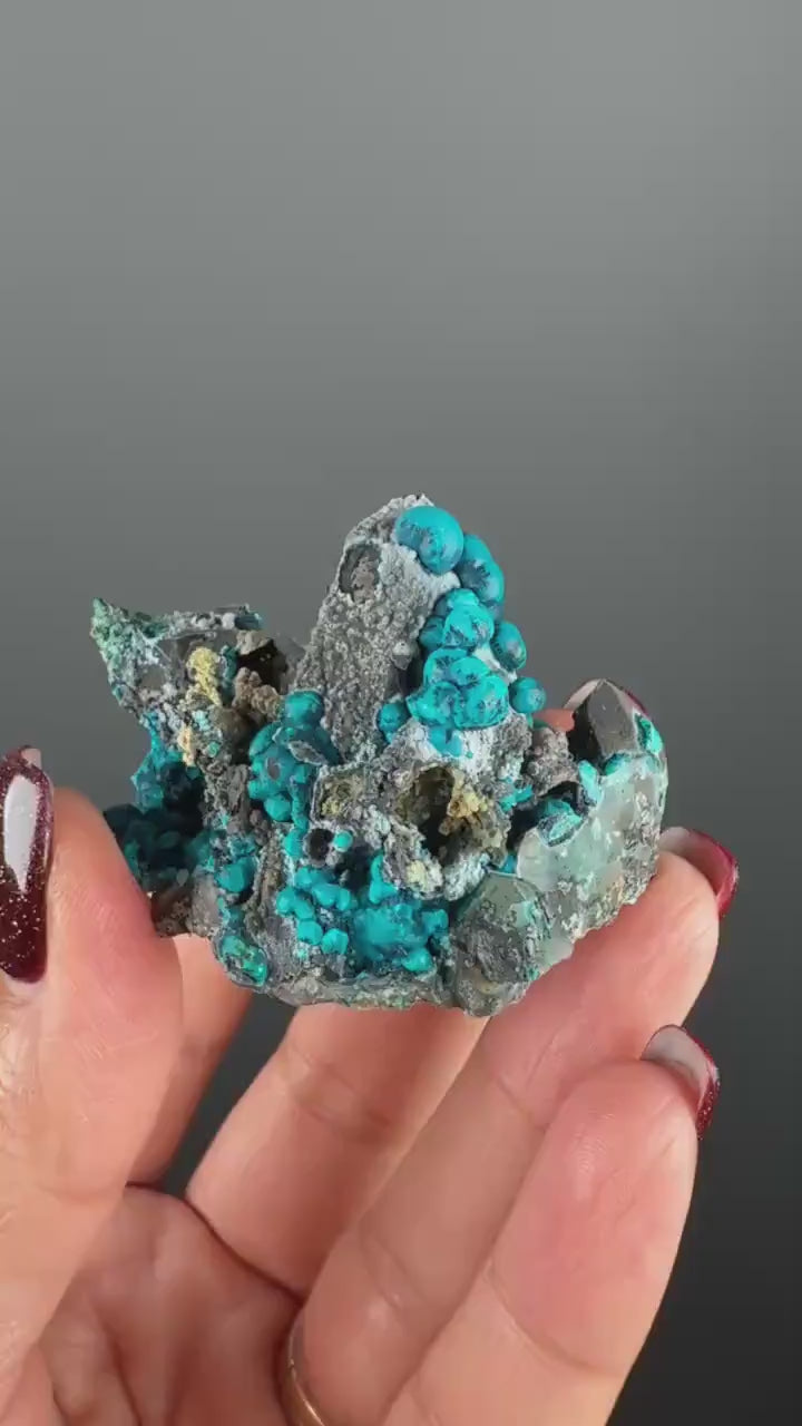 New! Pseudomorp Blue Chrysocolla on Quartz Specimen from Peru