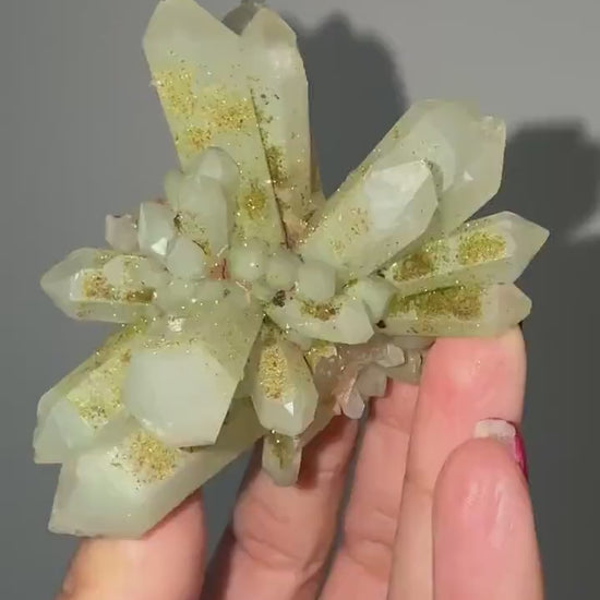 Crystal Quartz Flowers with Glittery Chlorite Crystals  Specimen From Turkey