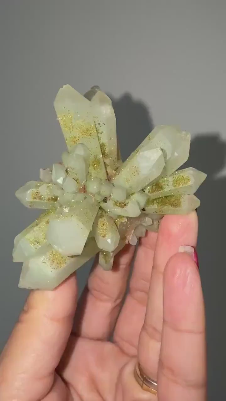 Crystal Quartz Flowers with Glittery Chlorite Crystals  Specimen From Turkey